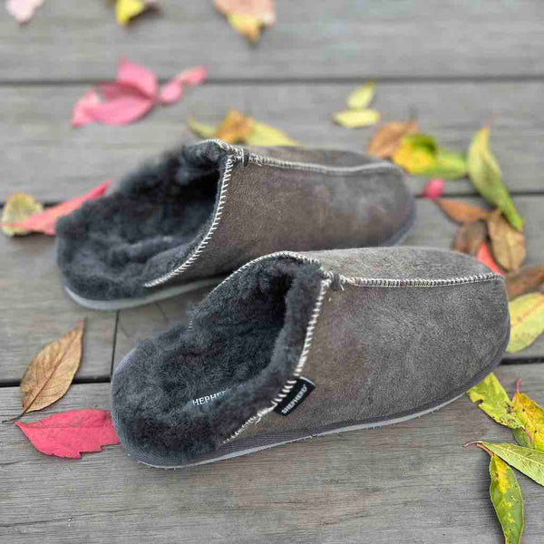 Karla sheepskin slippers in dark grey by Shepherd
