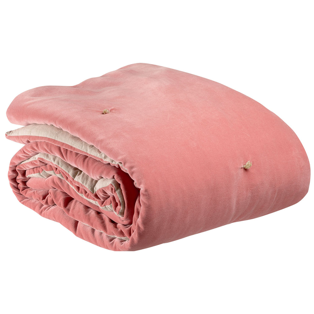 pink velvet throw with knotted detail 