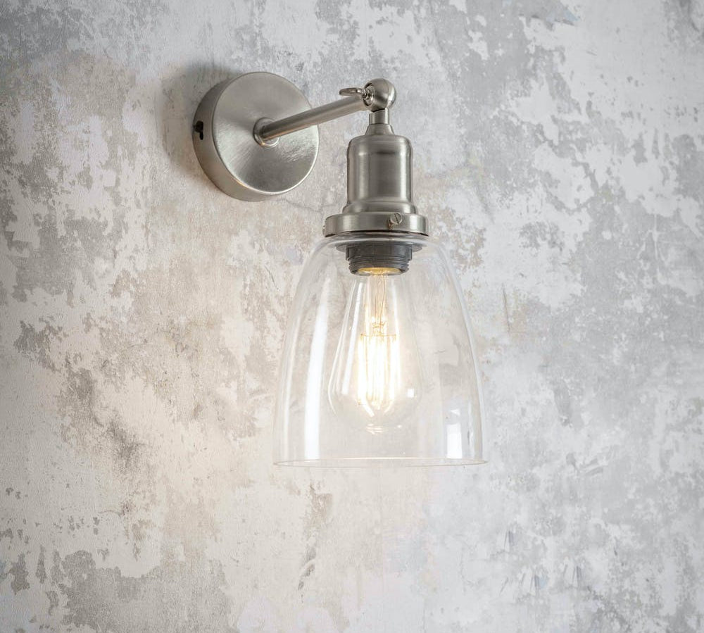 Hoxton wall light glass shade and nickel fitting