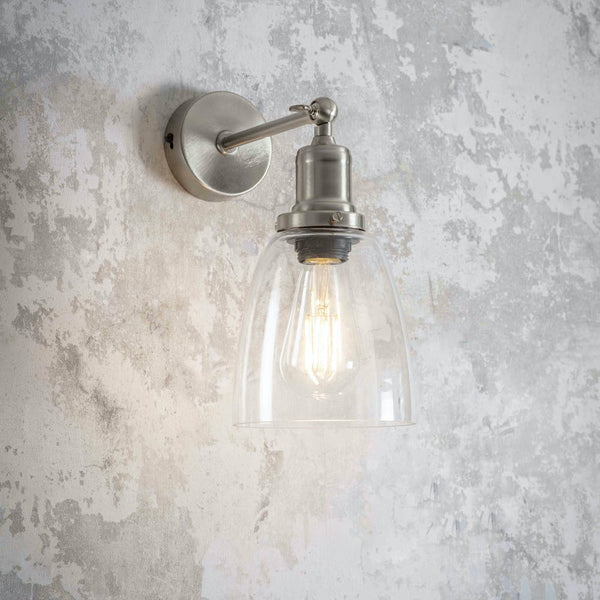 Hoxton wall light glass shade and nickel fitting