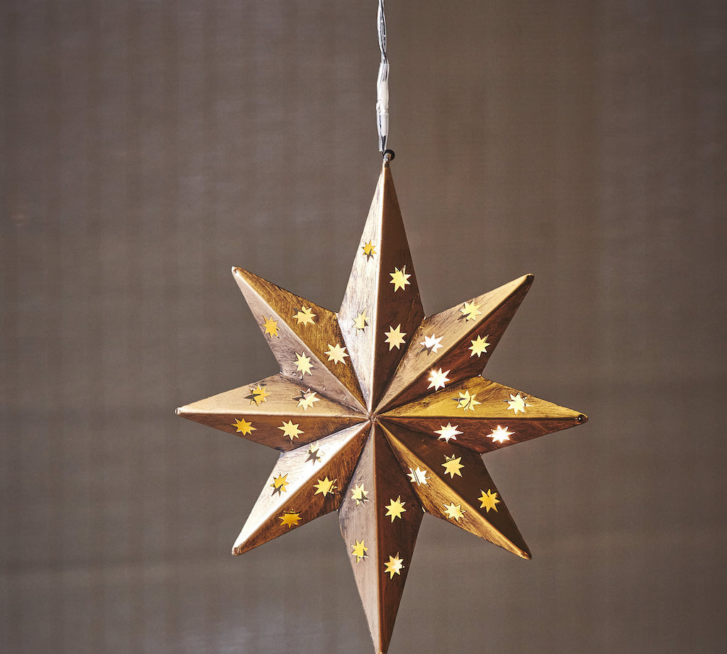 hanging gold star Christmas star light 