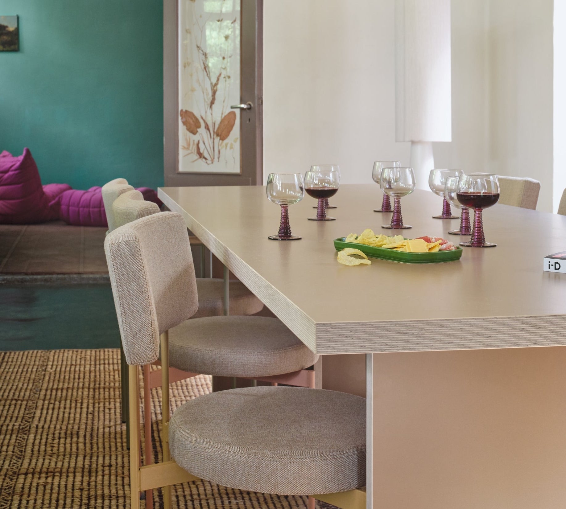 Cream veneered dining table 