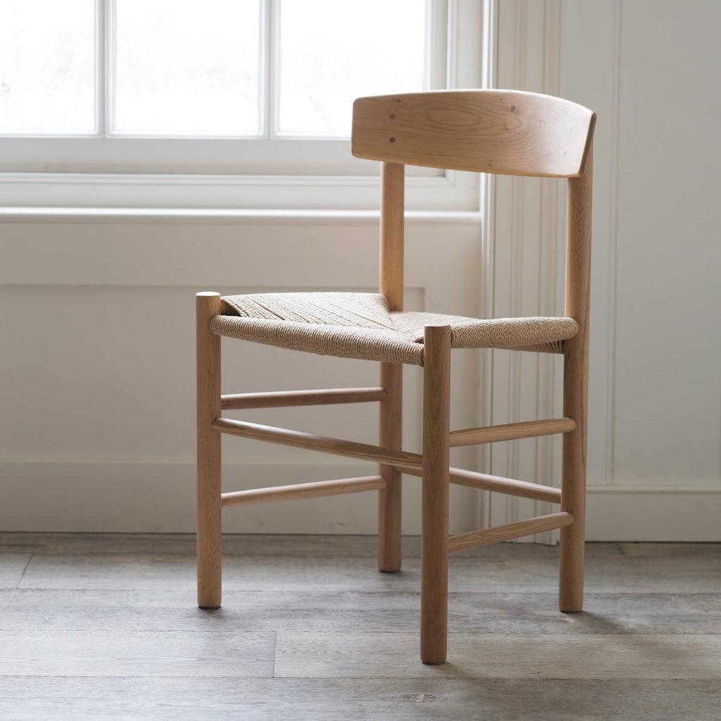 oak chair with woven seat
