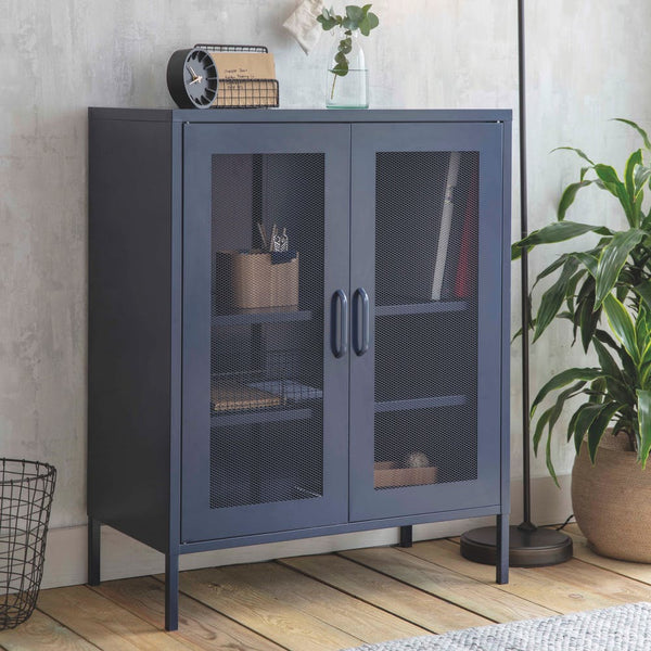 metal storage cabinet in ink blue 