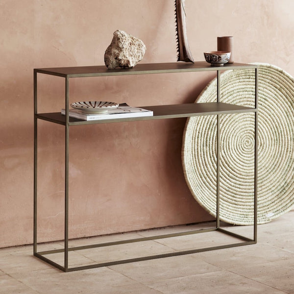 bronze metal console table 