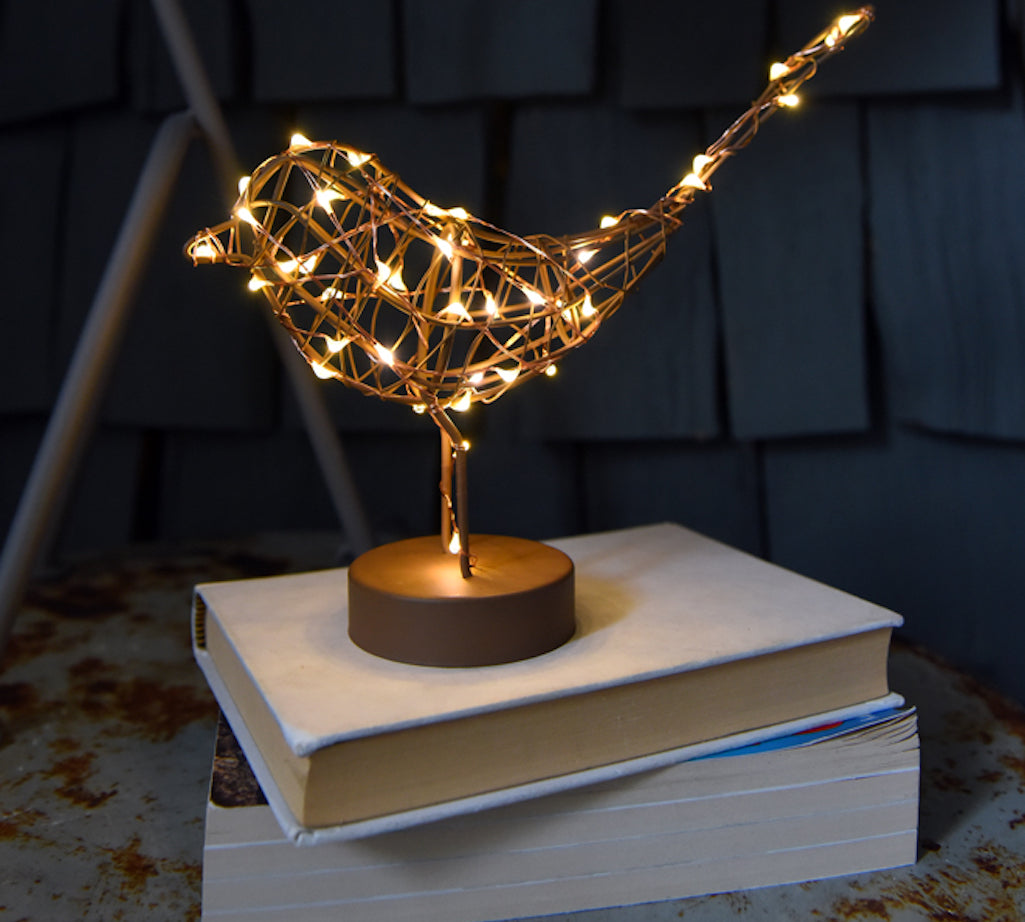 christmas robin light on a stand