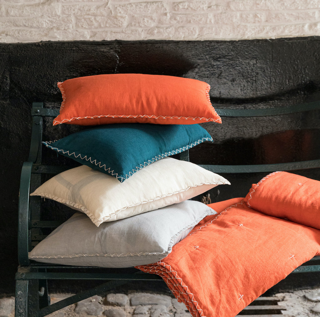 Vivariase orange linen cushion