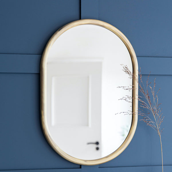 brass oval shaped mirror Novello by Garden Trading
