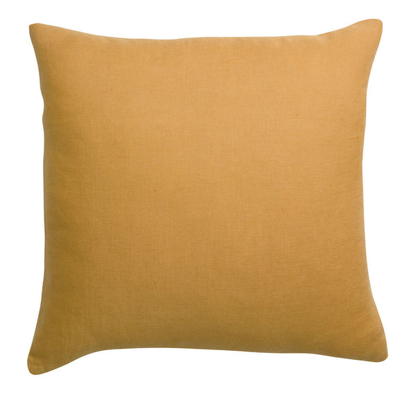 ochre yellow linen cushion