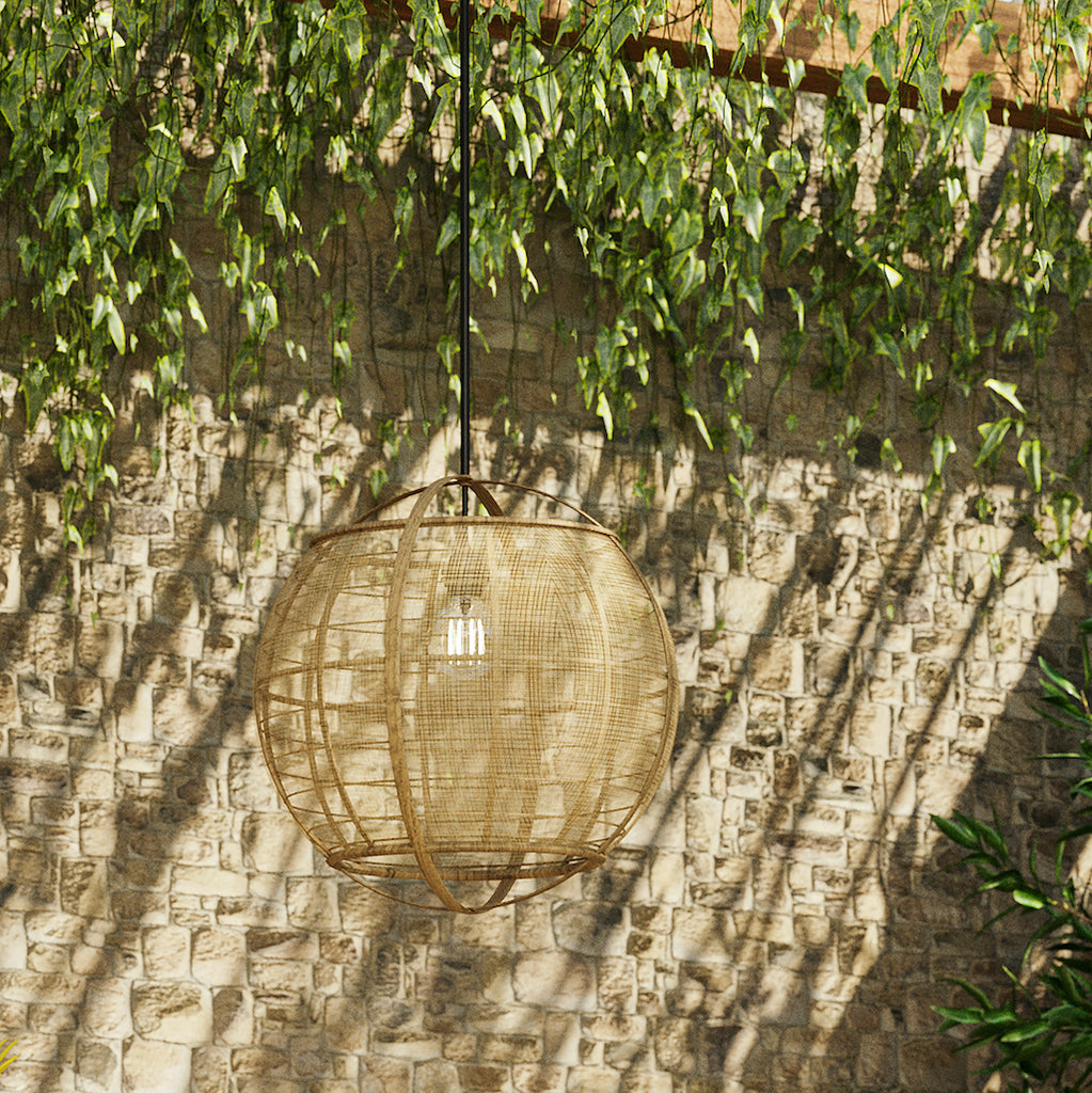bamboo and linen pendant light Mekong by Pomax