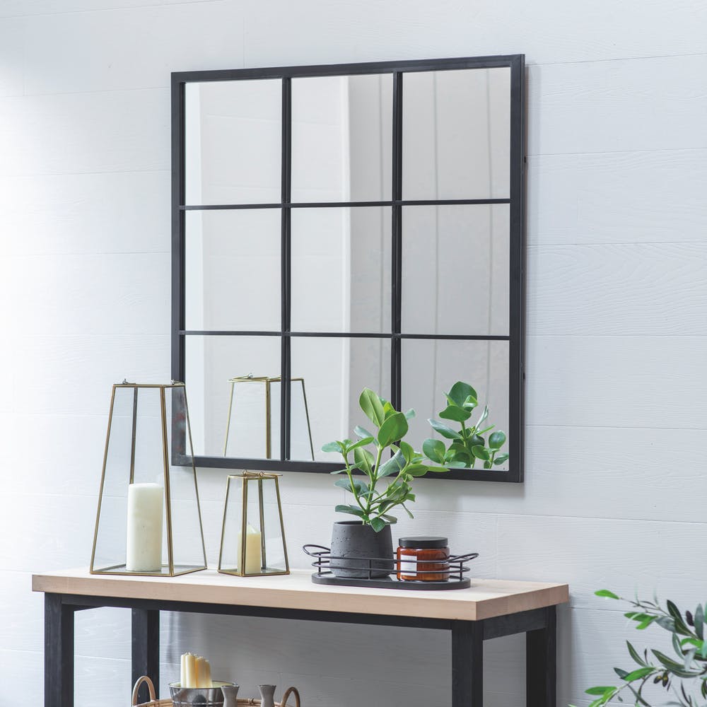 square panelled mirror 