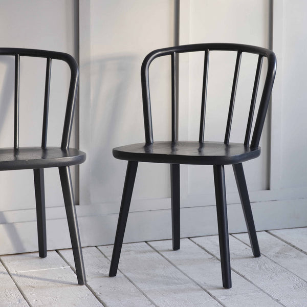 black Uley wooden chairs by Garden Trading
