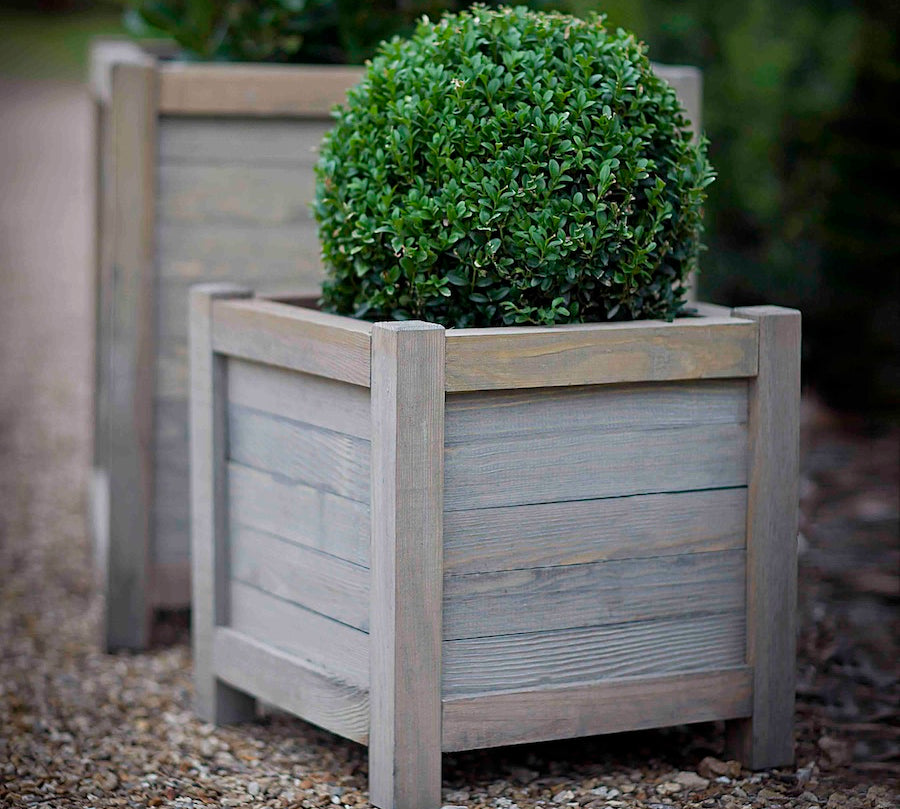 square planter in wood by Garden Trading 