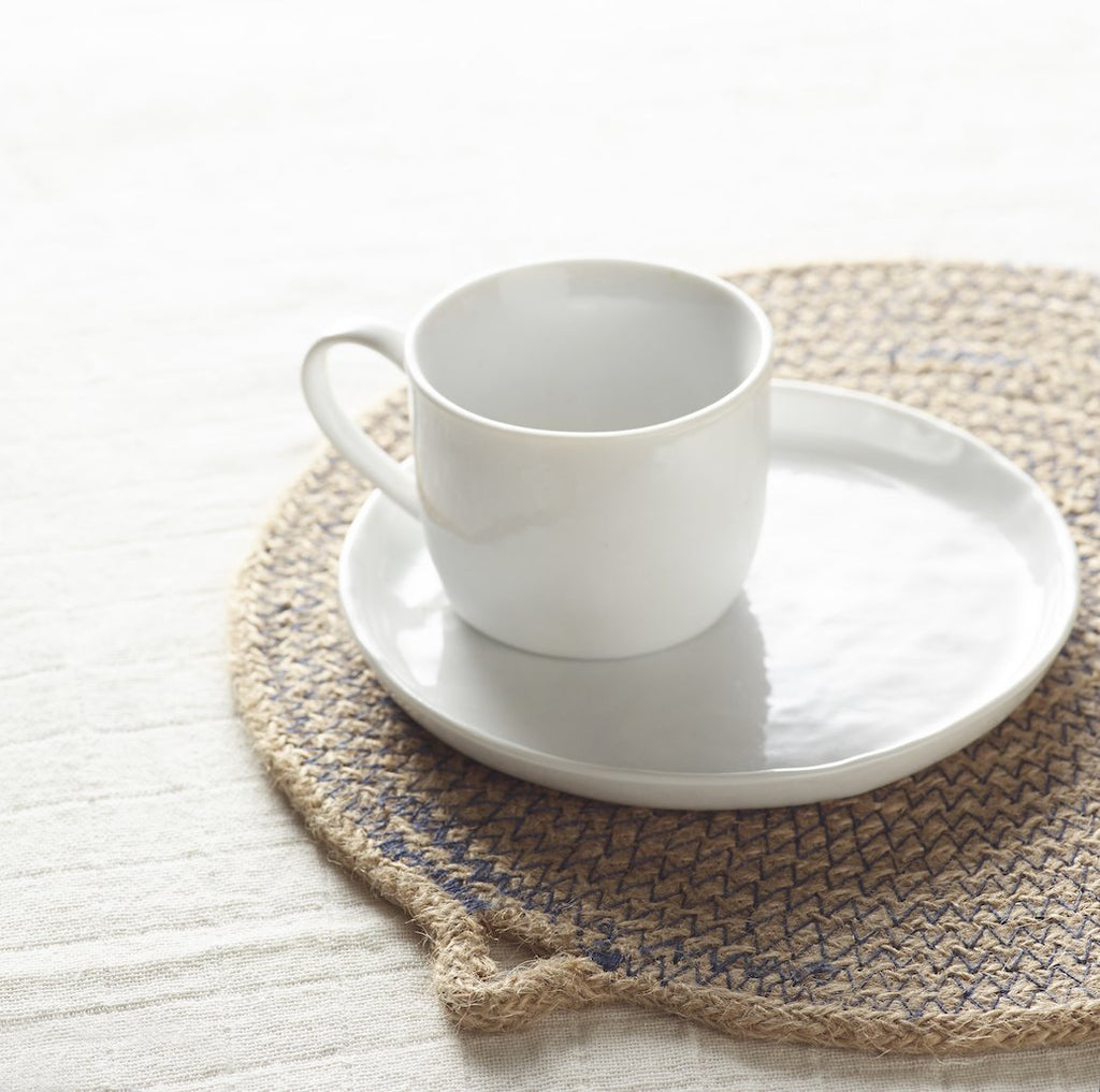 Porcelino white teacup and saucer