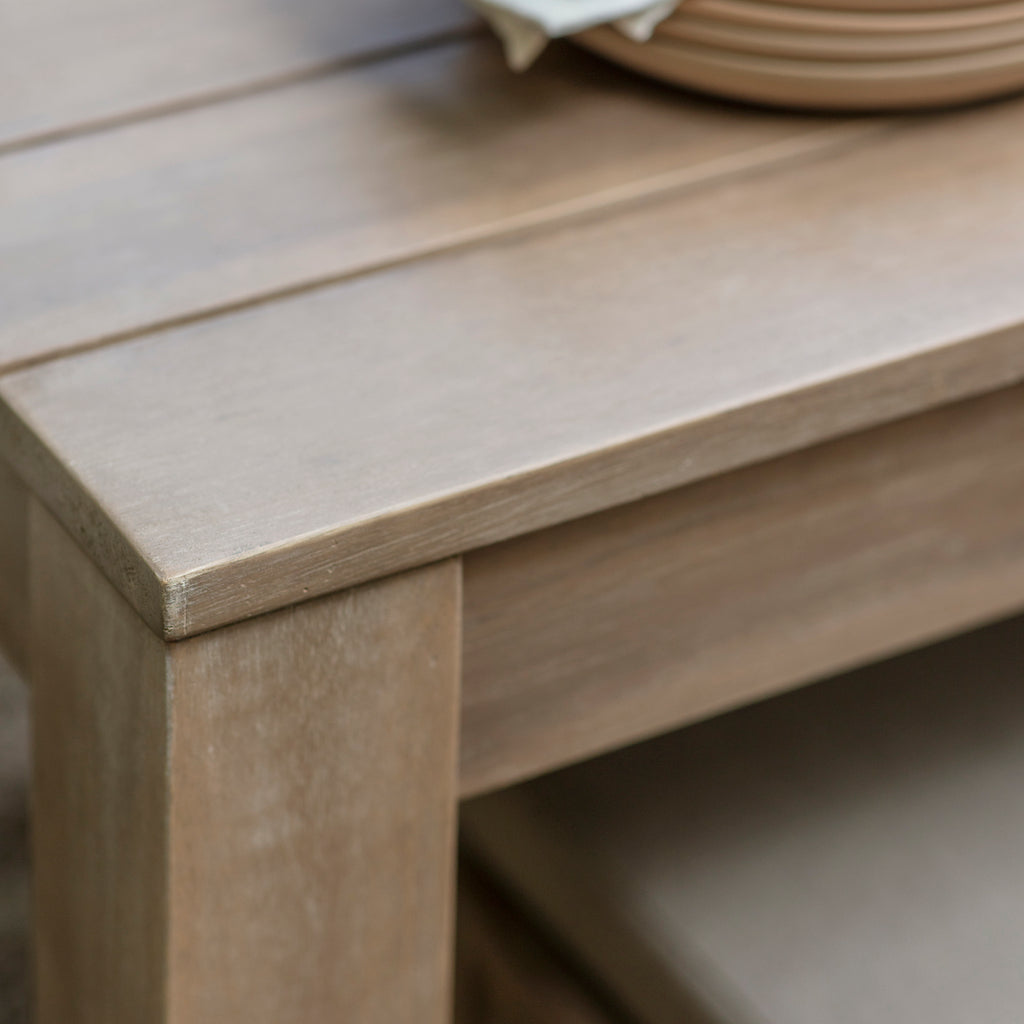 detail of wooden Porthallow outdoor or indoor dining table 
