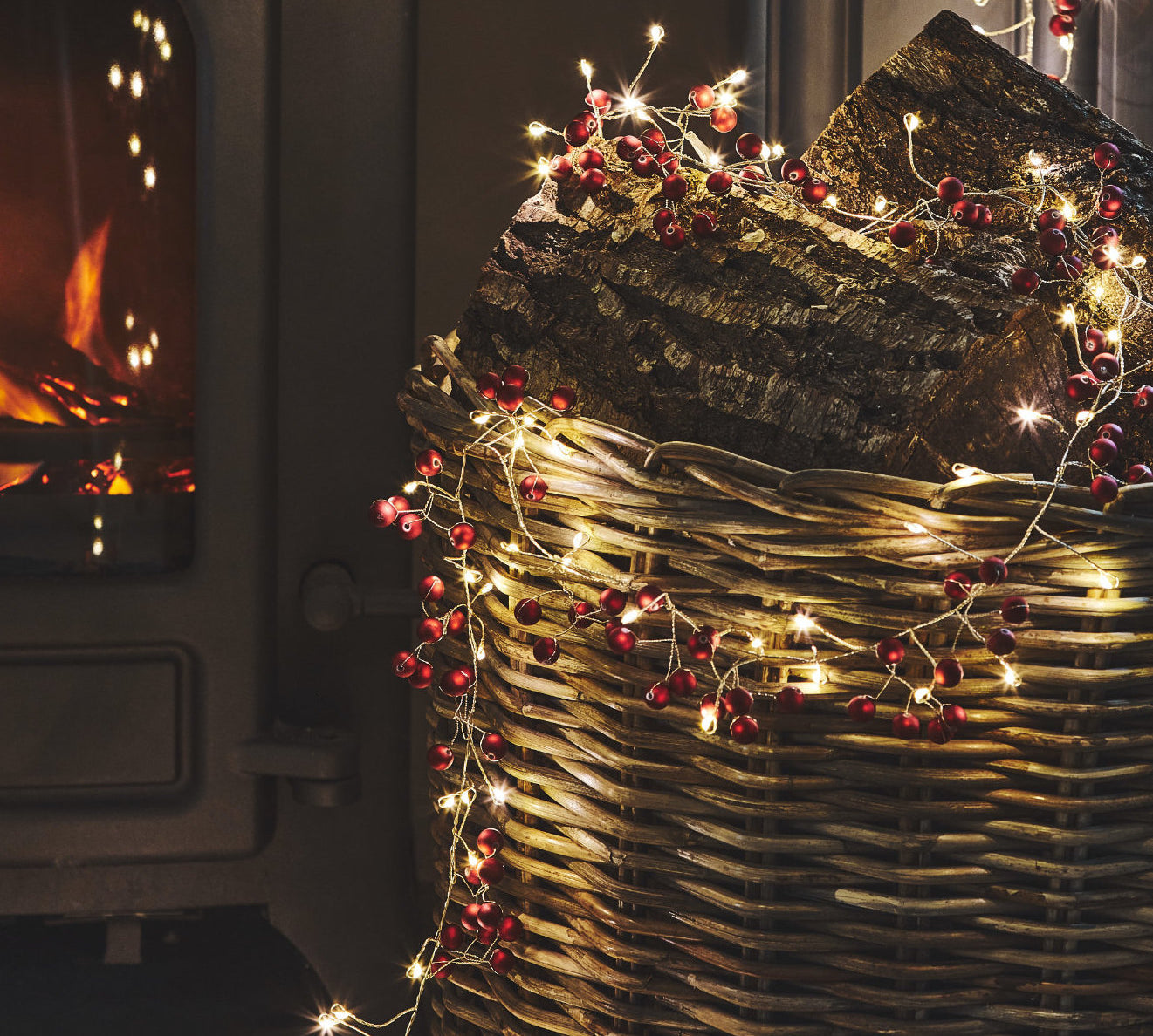 red berry Christmas fairy lights 