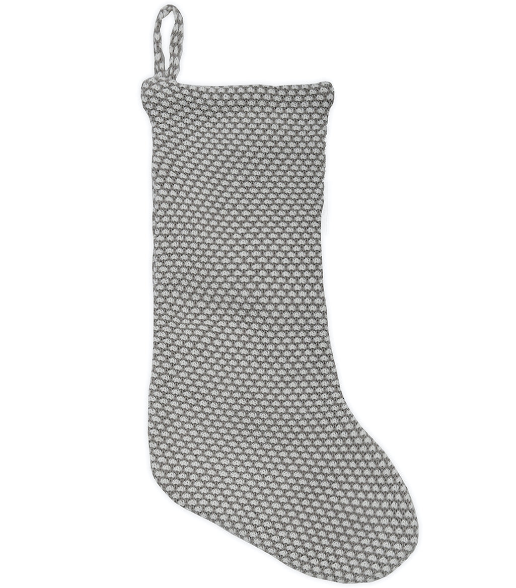 Farmington grey and white cotton weave Christmas stocking