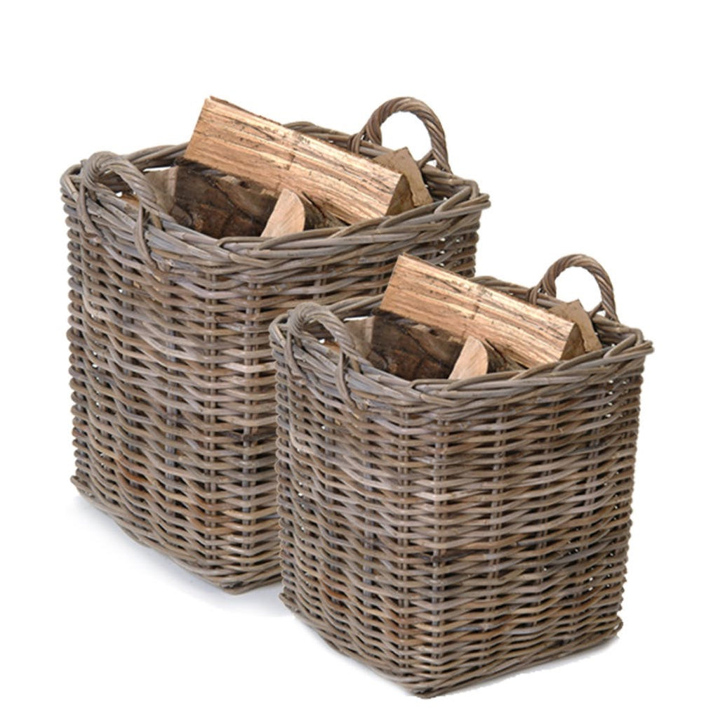 square rattan log basket 