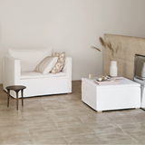 Square white pouffe