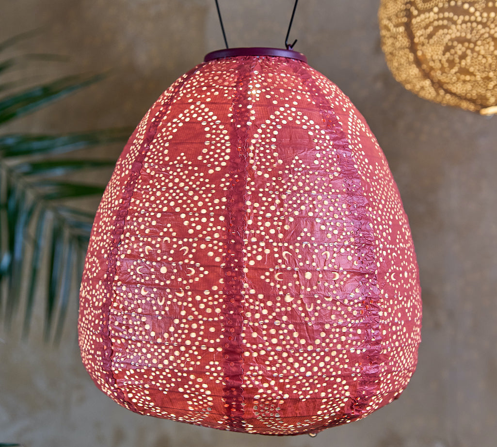 red dome shaped solar lantern 