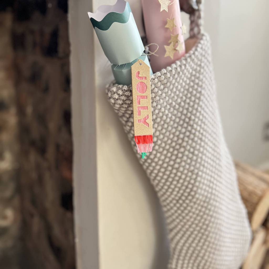 Detail of cotton weave on Christmas stocking