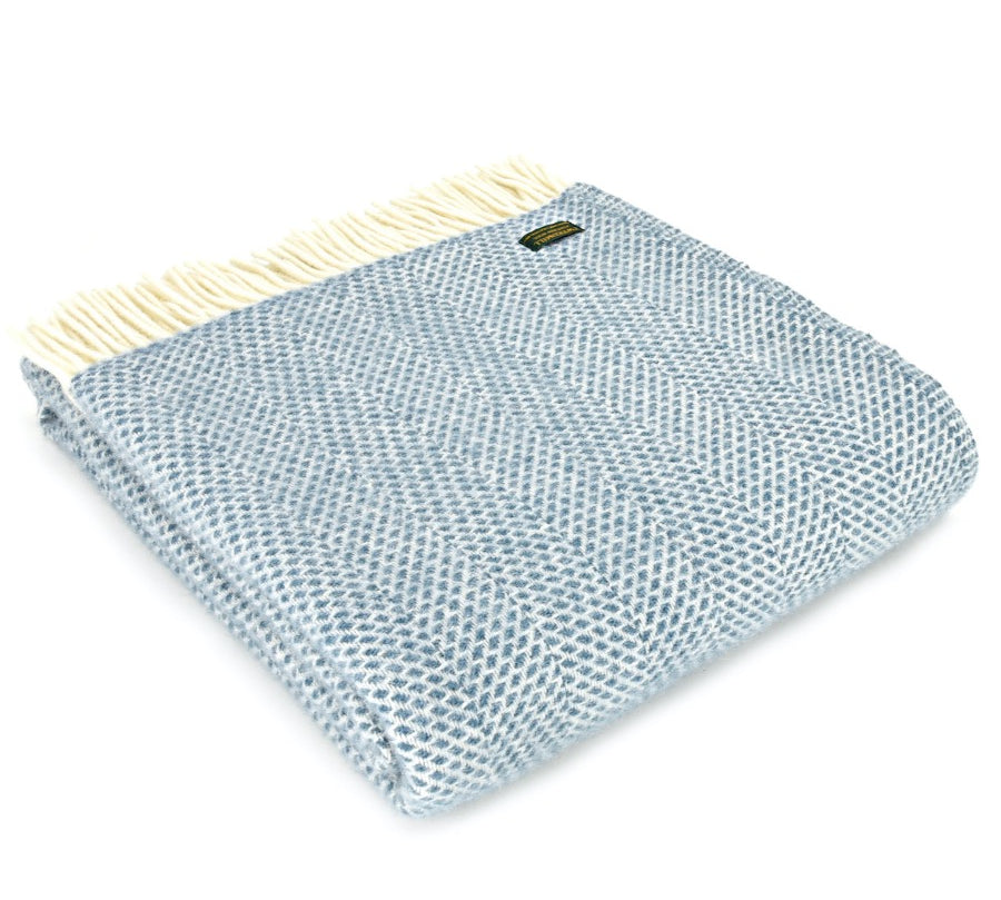 Blue beehive wool throw by Tweedmill 