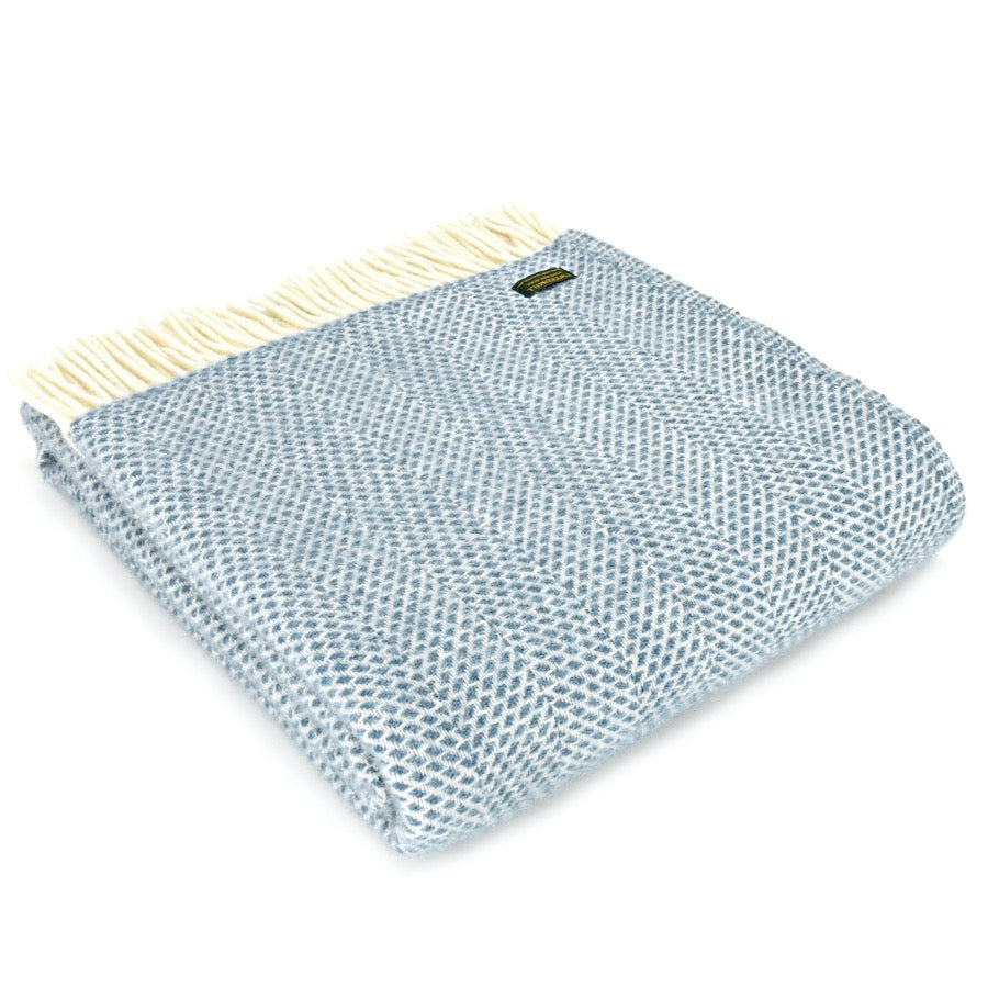 Blue beehive wool throw by Tweedmill 