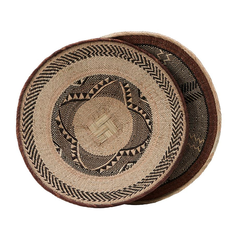Tonga Handmade decorative basket in black and white