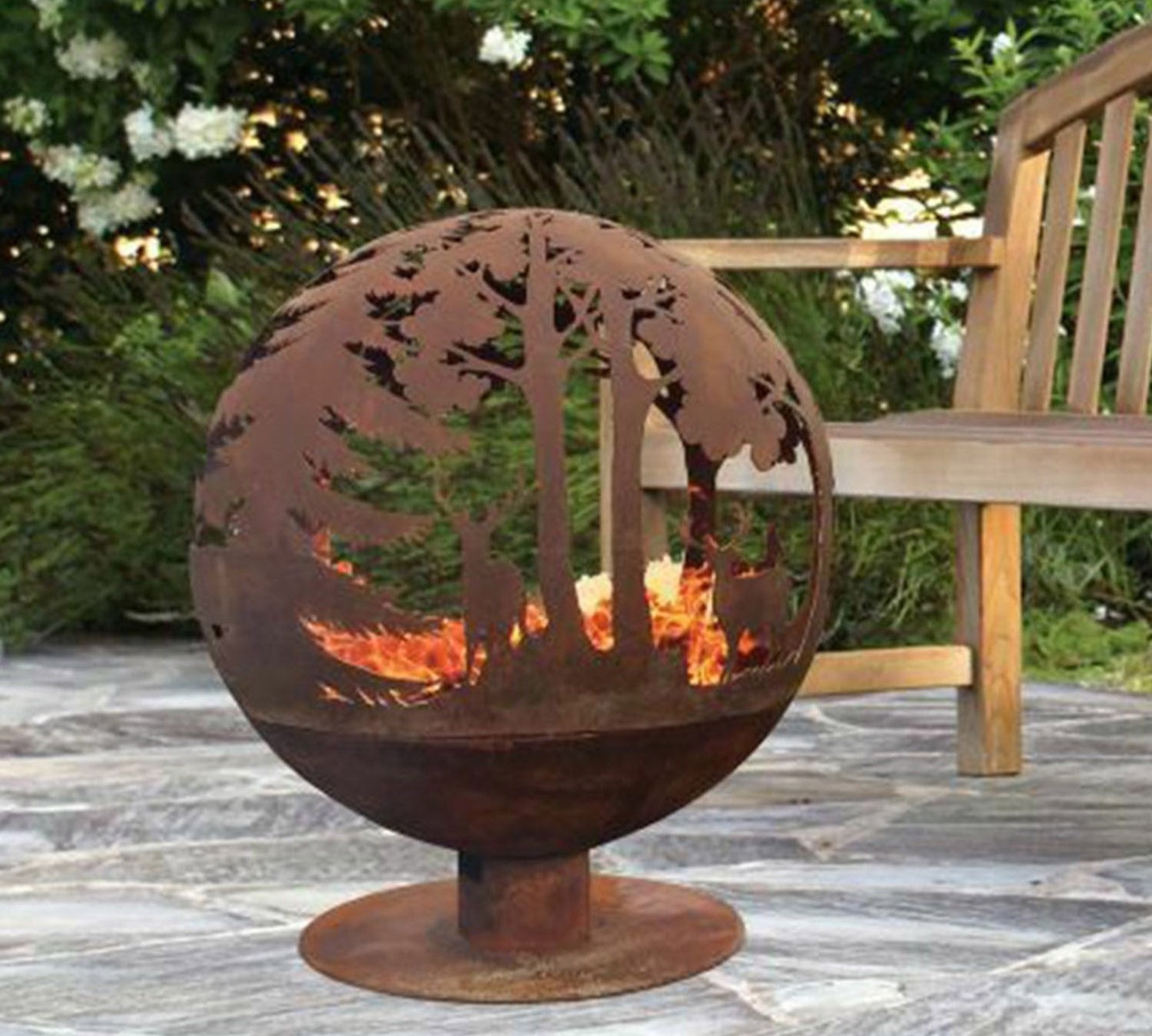 woodland scene globe fire bowl 