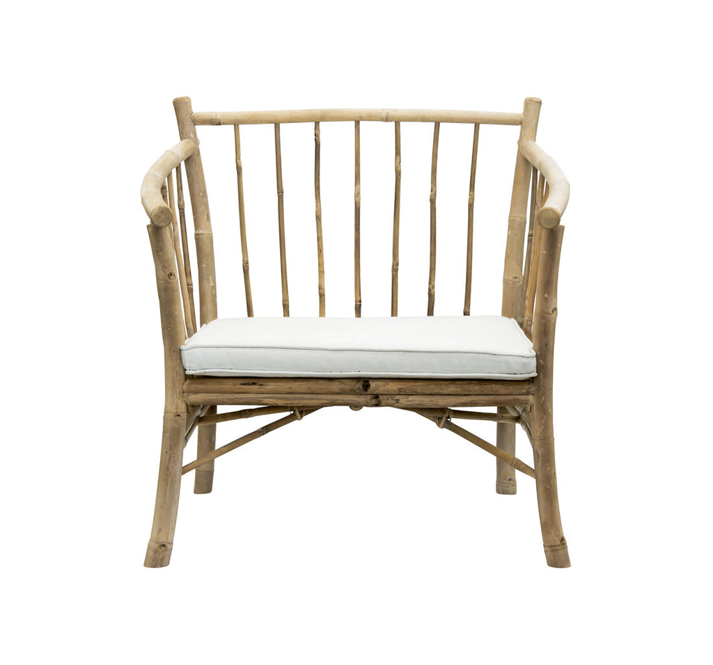 Outdoor chair with white cushion