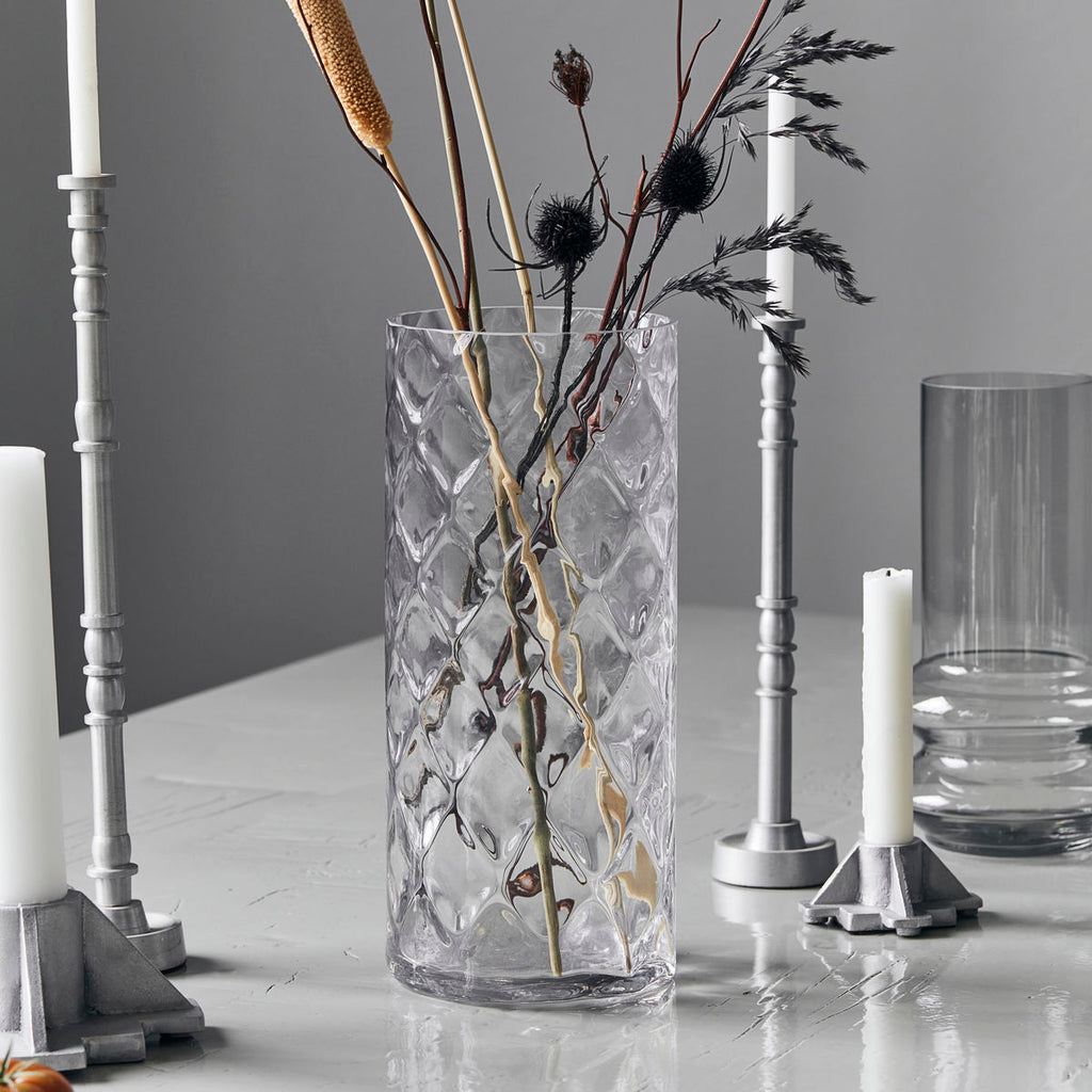 textured tall clear glass vase by House Doctor