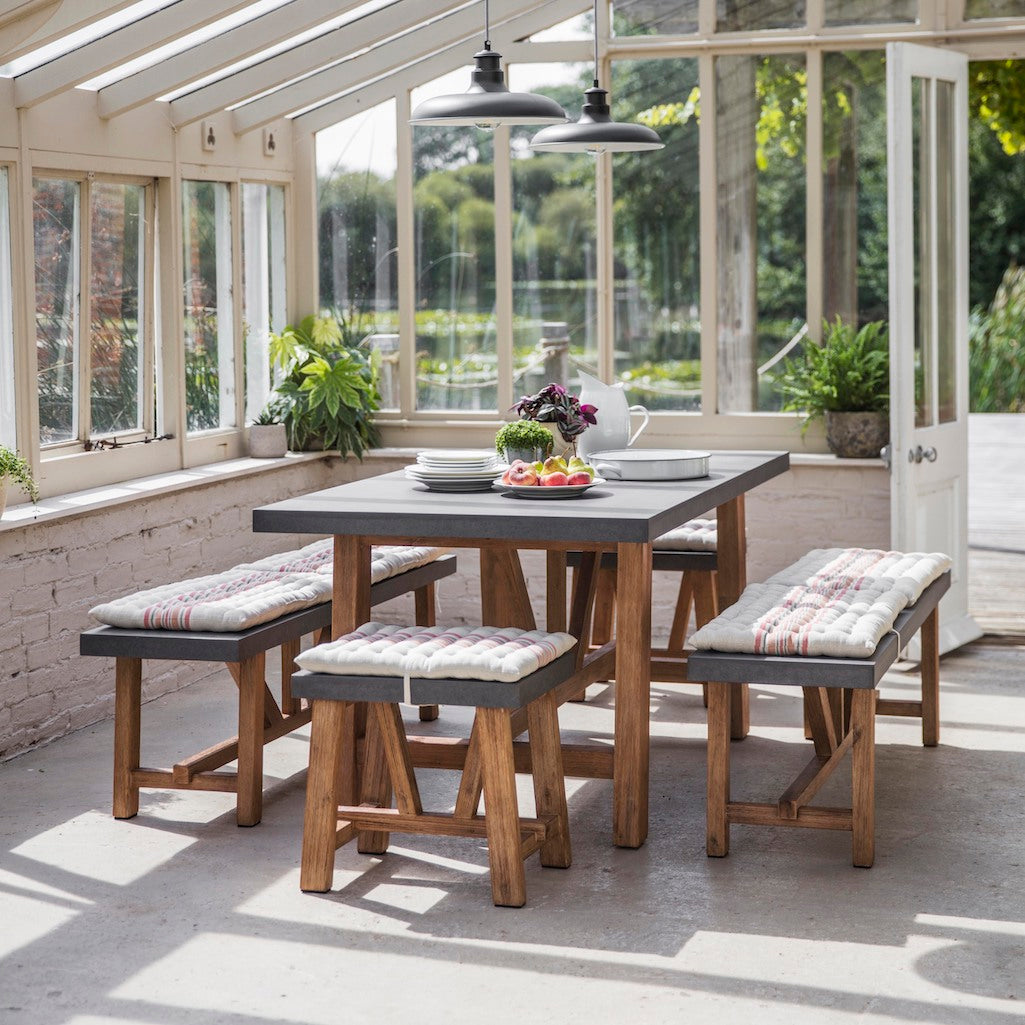 indoor dining table and benches 
