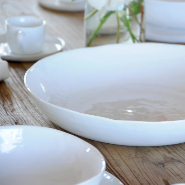 White porcelain rustic serving bowl