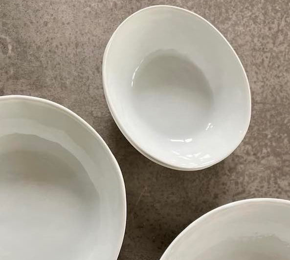 crumple small white bowl 