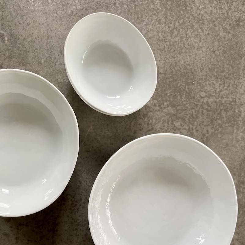 crumple small white bowl 