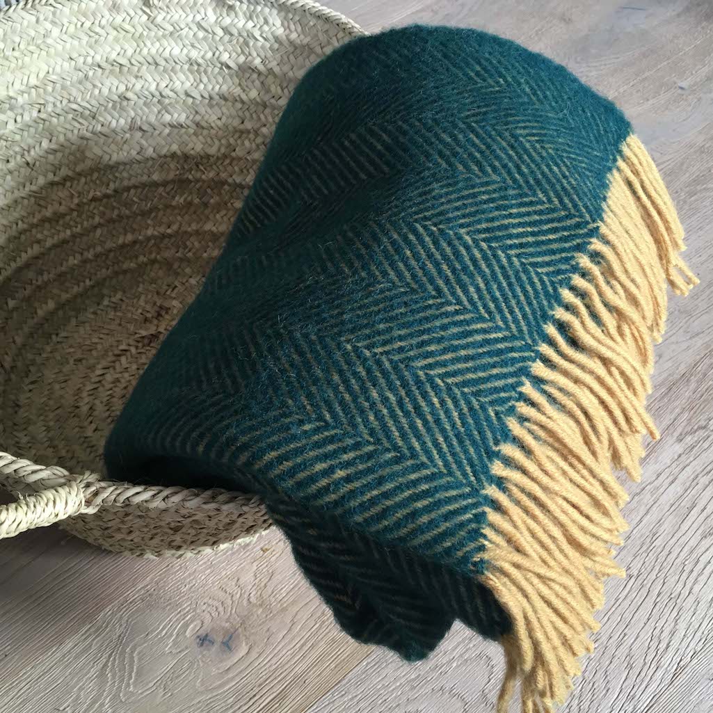 green wool throw