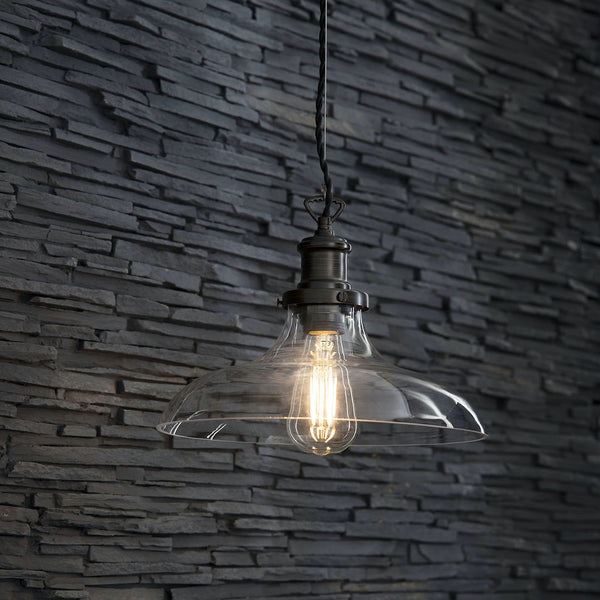 Hoxton wide glass pendant light by Garden Trading