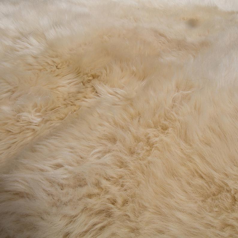off white double sheepskin rug 