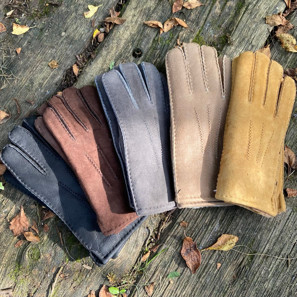 mens sheepskin gloves in different colours