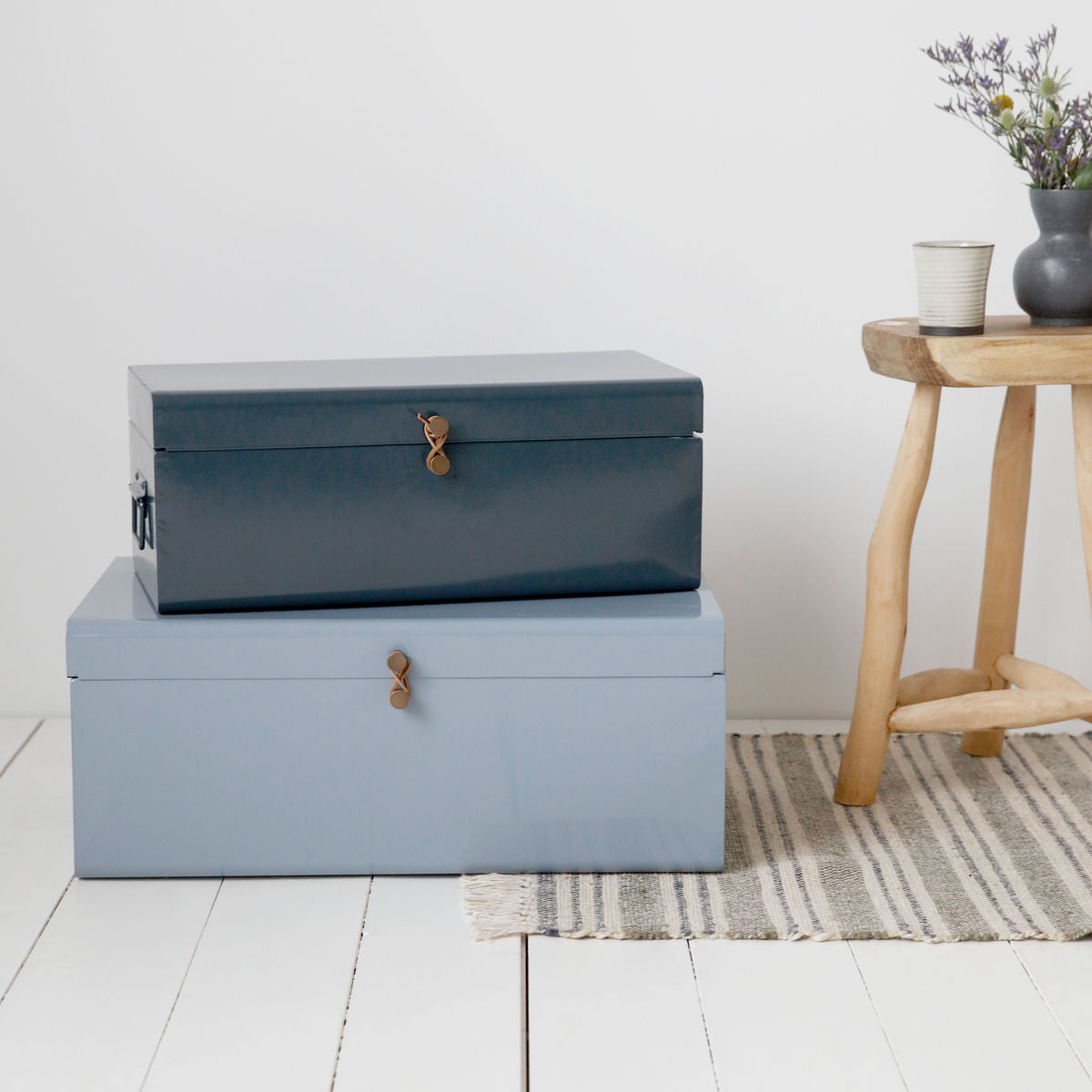 Blue Metal Storage Trunk