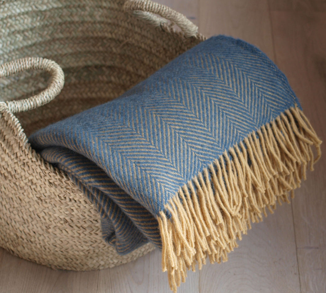 navy blue wool throw
