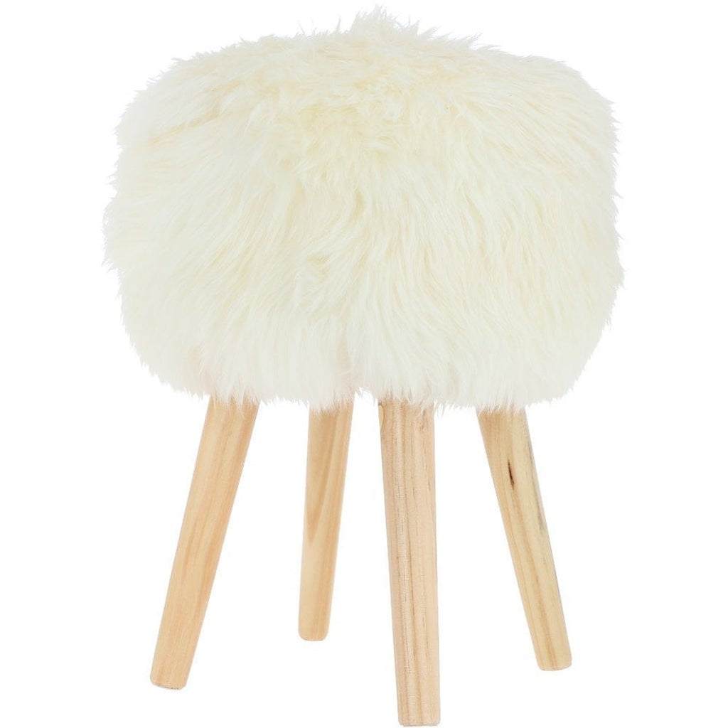 Ivory sheepskin stool 