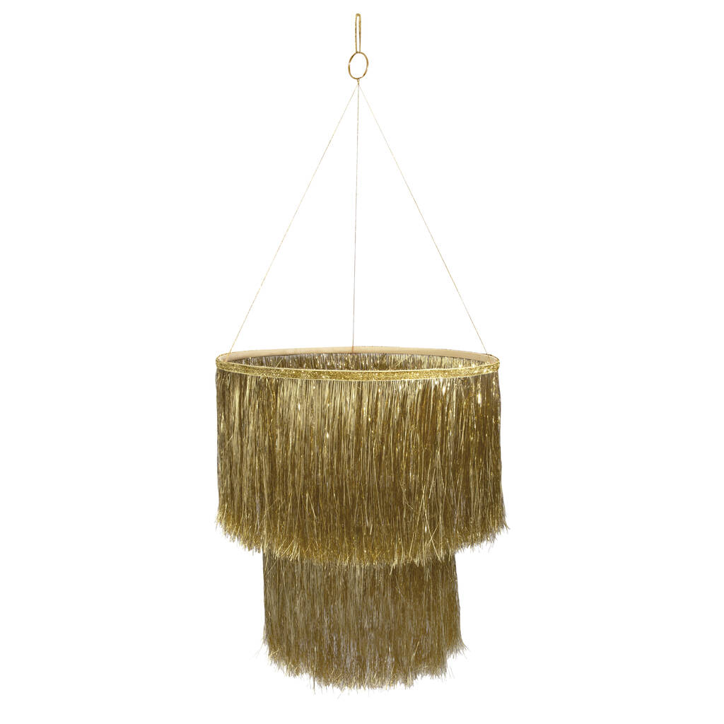 gold tinsel hanging chandelier 