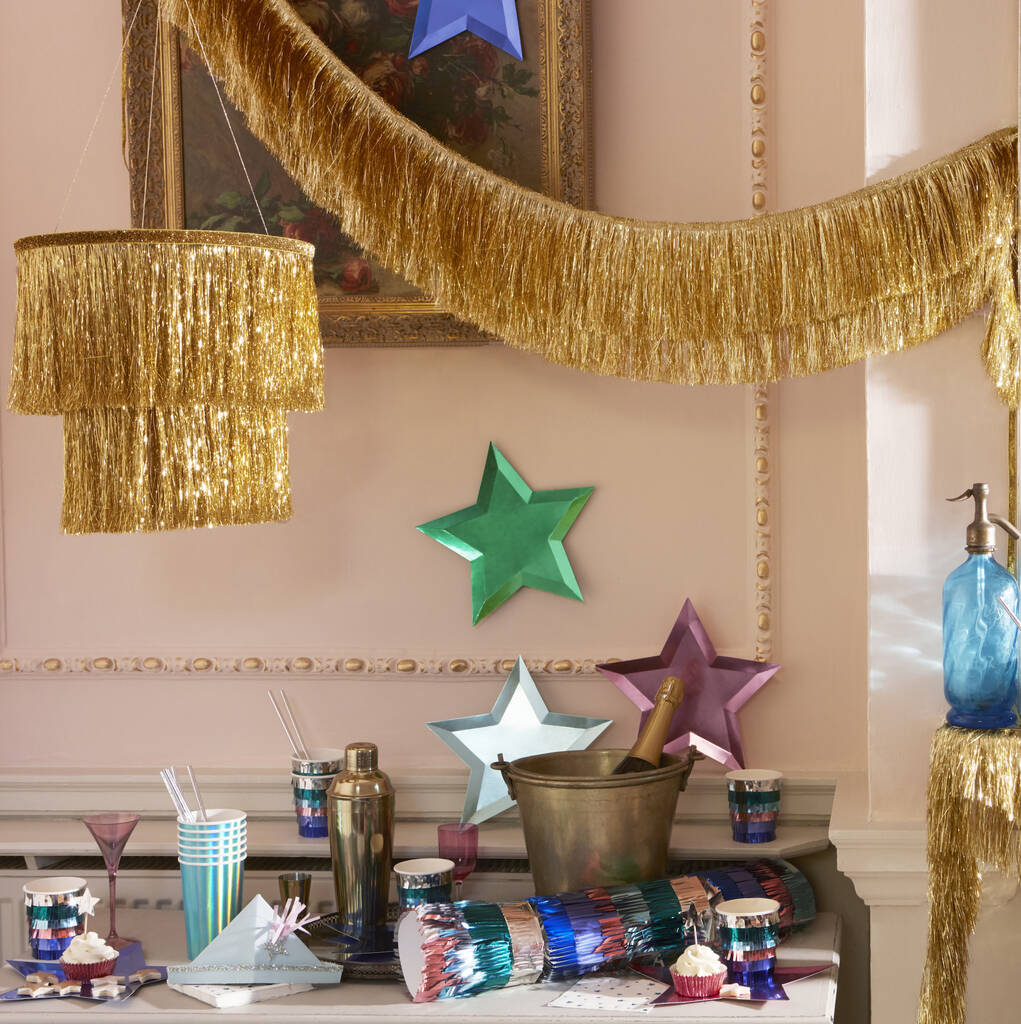 gold tinsel hanging decoration