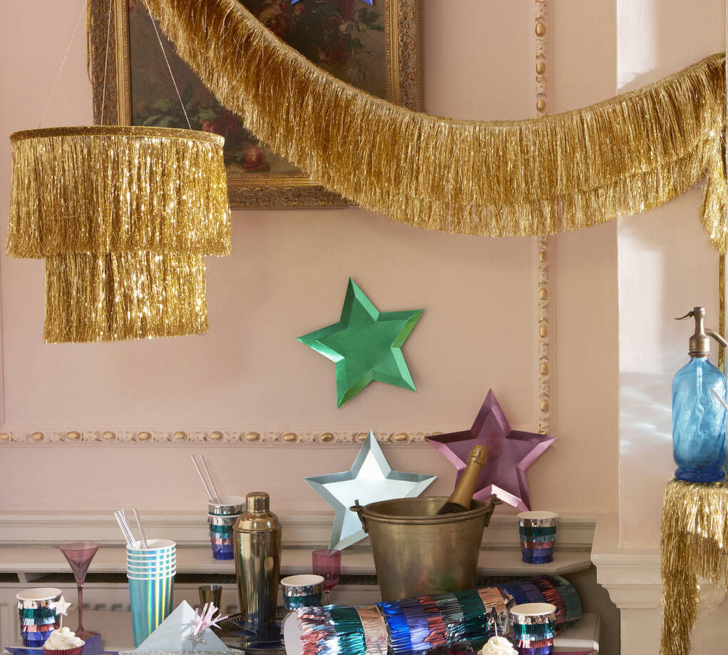 gold tinsel hanging decoration
