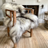 White icelandic sheepskin rug with darker tips