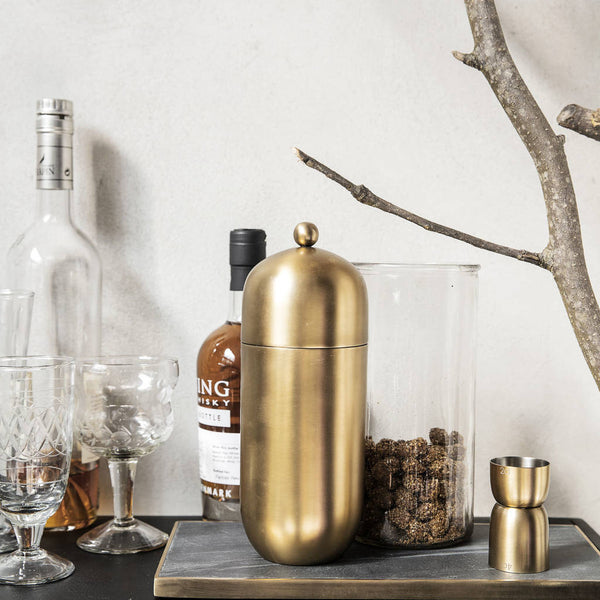 brass cocktail shaker which we can personalise with a name or initials