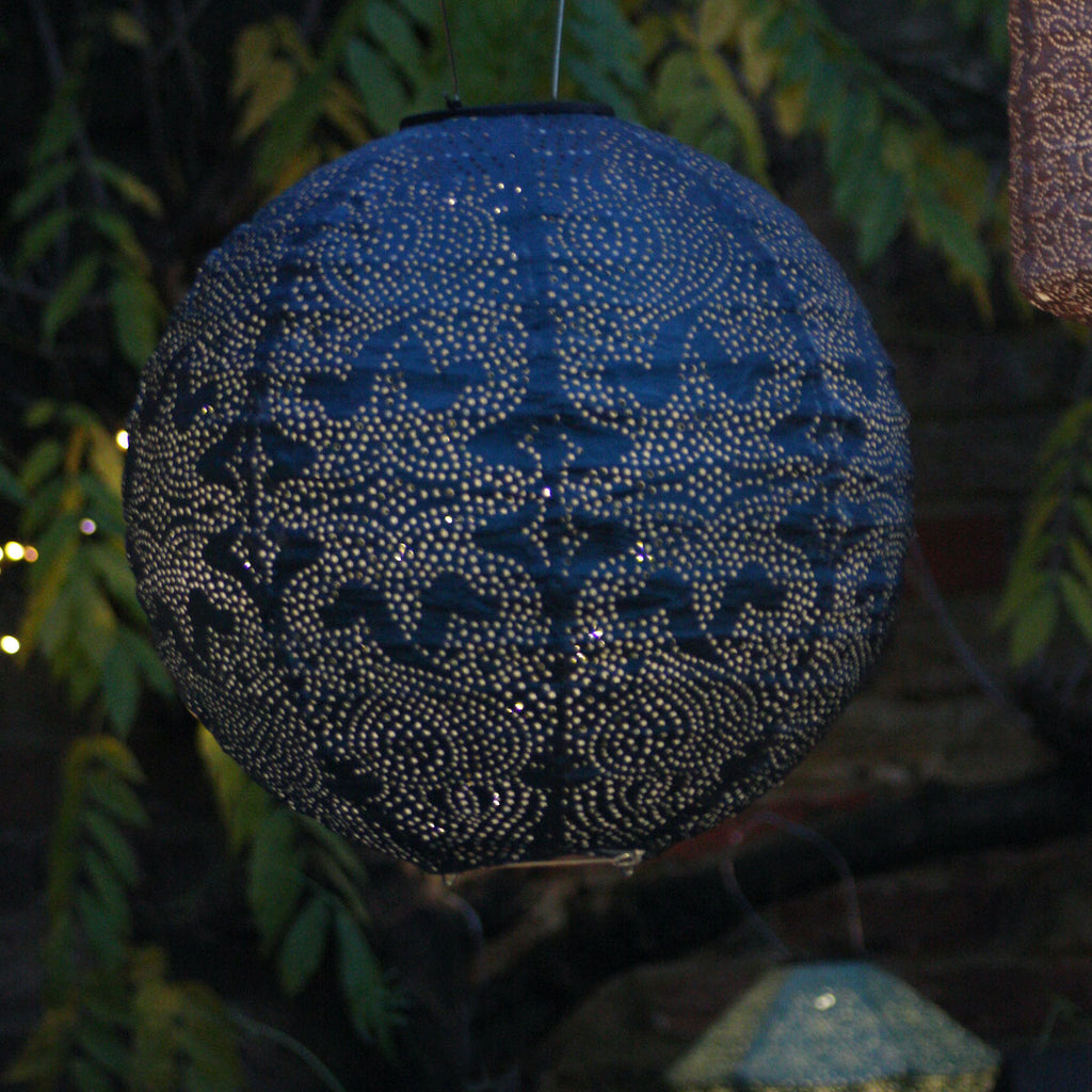 solar garden lantern blue 