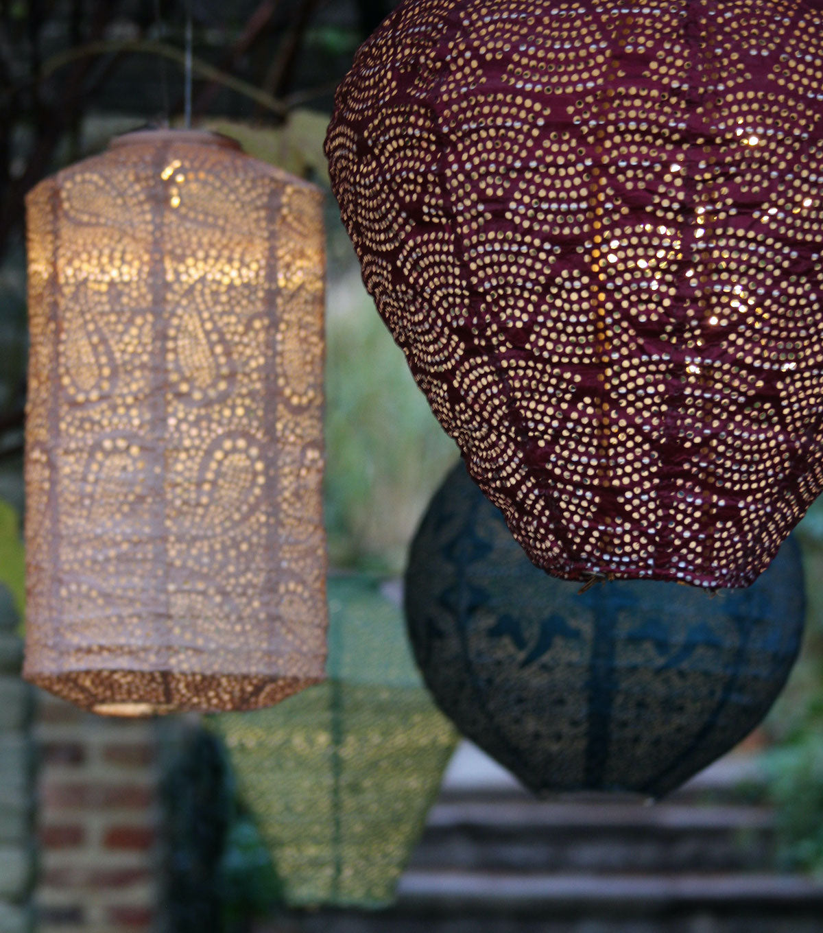 group of several solar lanterns 