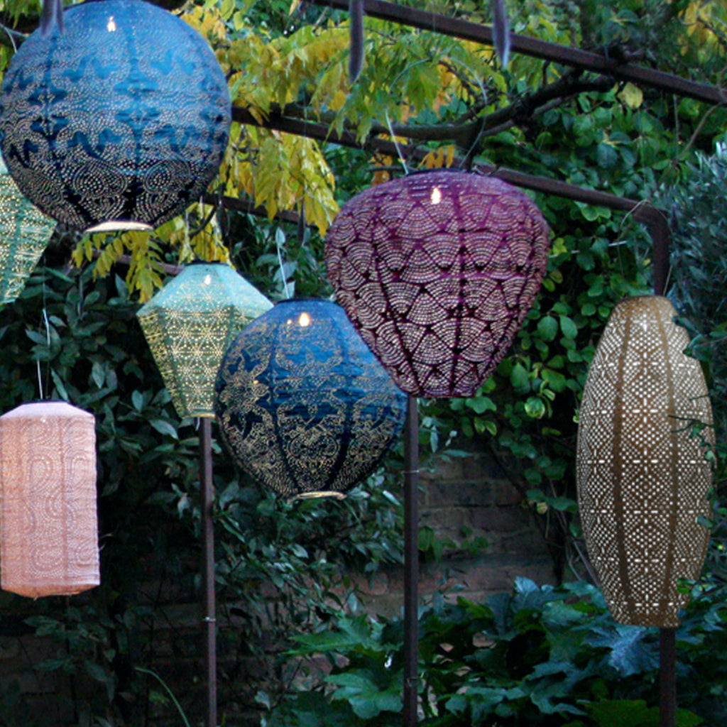group of solar garden lanterns 